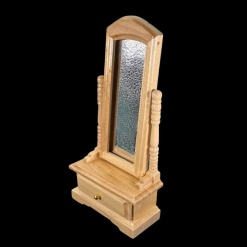 Psyché miniature pivotante en bois vernis avec tiroir au 1/12e