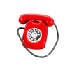 Téléphone rouge miniature rétro avec cadran et cordon noir