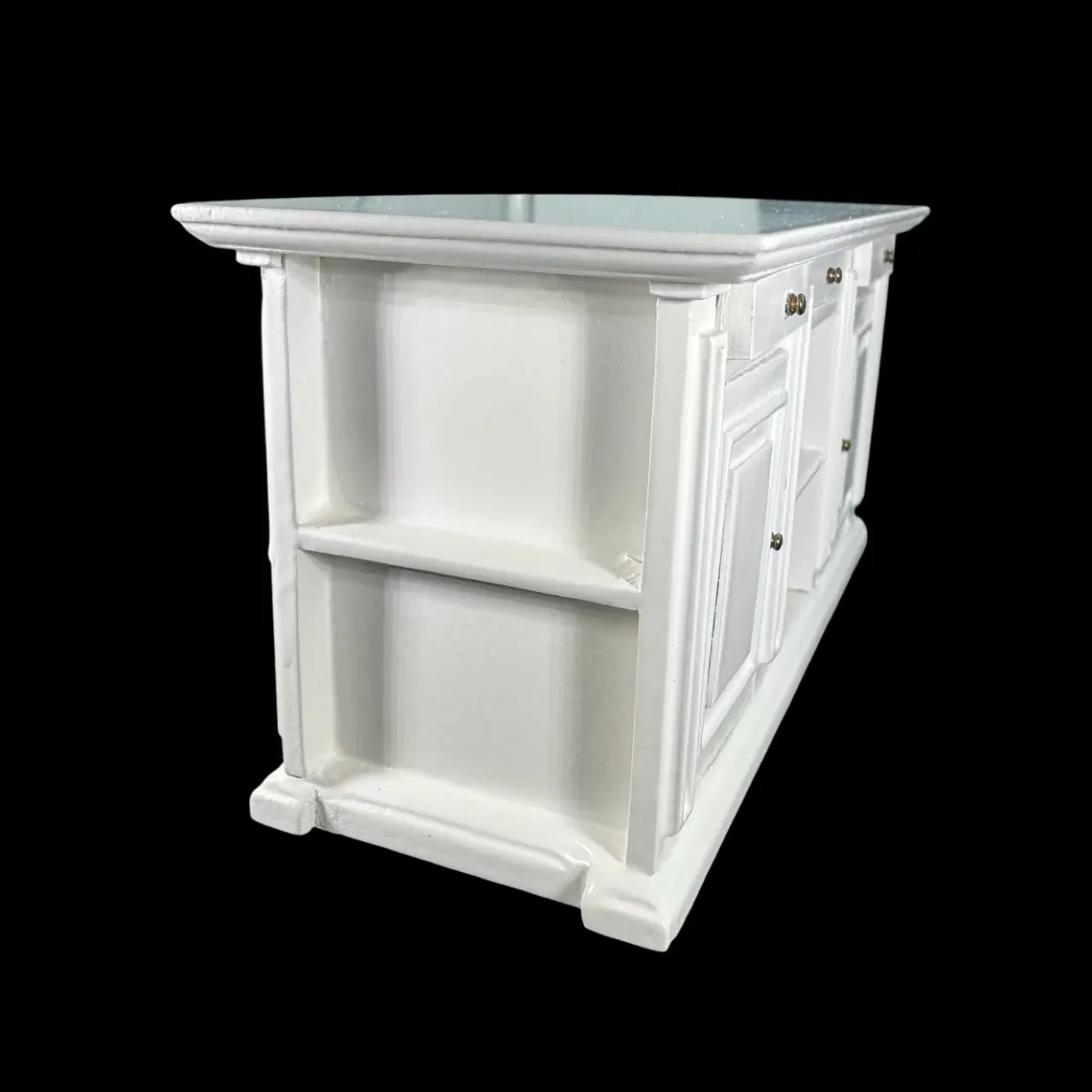 Îlot de cuisine miniature double face avec rangements latéraux