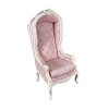 Fauteuil bergère miniature rose vue de face 1/12e