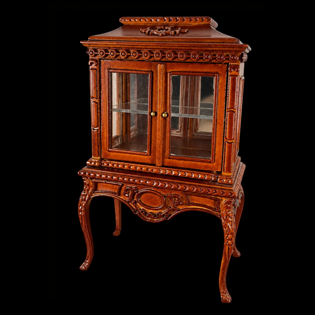 Vitrine miniature style Louis XV sur fond noir