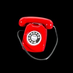 Téléphone rouge miniature en métal avec combiné amovible
